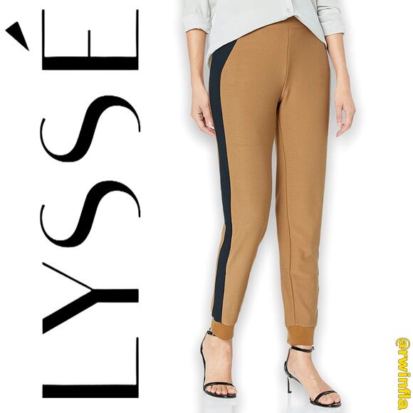 Lyssé Claudia Crepe Jogger Pants Side Stripe Black NWT Women's Size Small - Picture 1 of 12